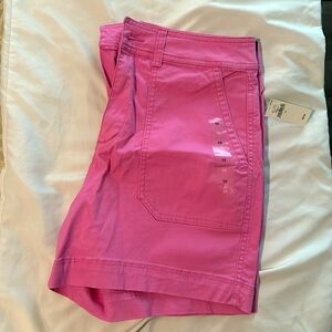 Pink Gap girlfriend khaki shorts